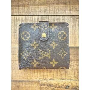 Louis Vuitton Wallet Brown Monogram Canvas Bifold Coin Purse France Vintage